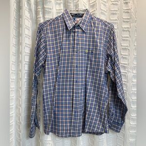 Wrangler Boys Western Blue and Red Checkered Button Down Shirt